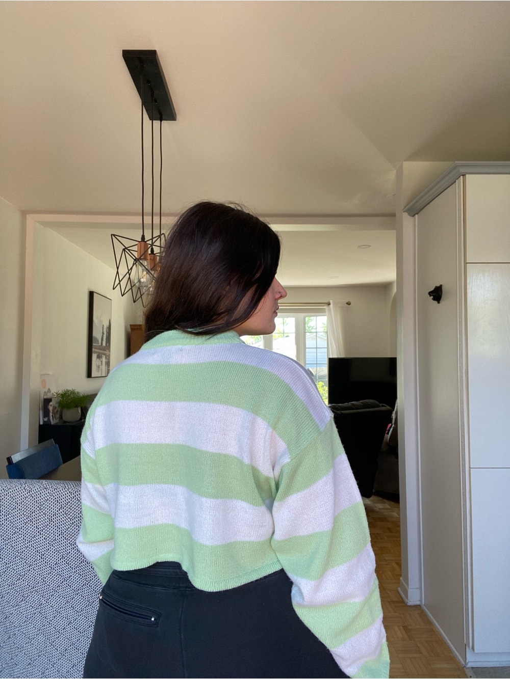 Streetwear Society Cropped Cowl Sweater in Light Green & White - Picture 11 of 12